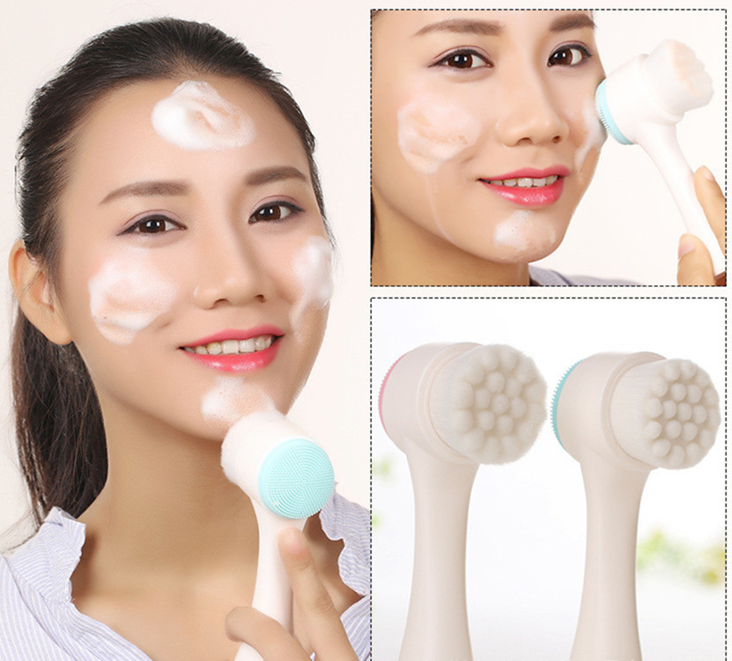 Cọ Massage Silicon Rửa Mặt 2 Đầu