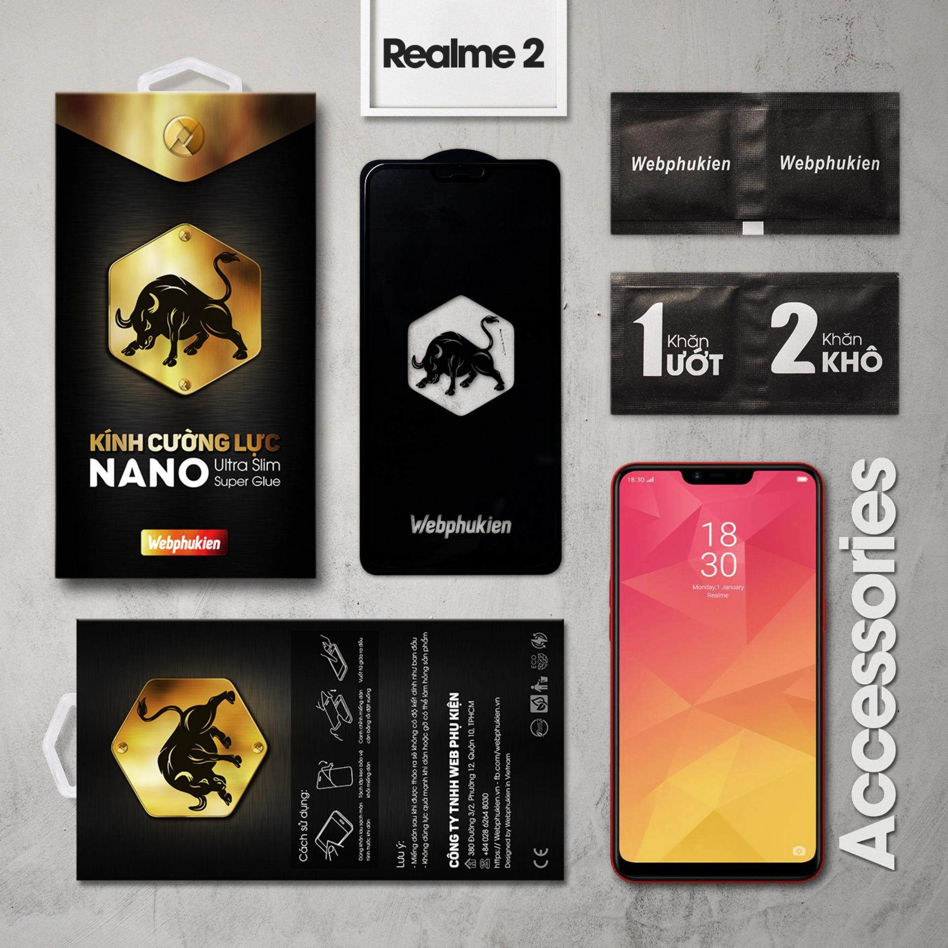 Kính cường lực cho Realme 2 Full LCD hiệu Webphukien (Đen)