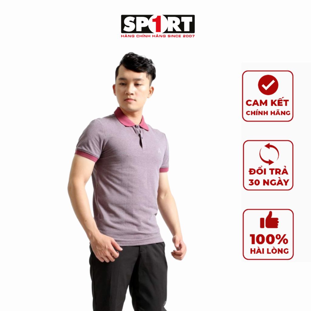 Áo polo nam, áo phông nam có cổ am mp049 purple bo dệt cổ và tay áo chất liệu sợi tổng hợp nhẹ thoáng mát