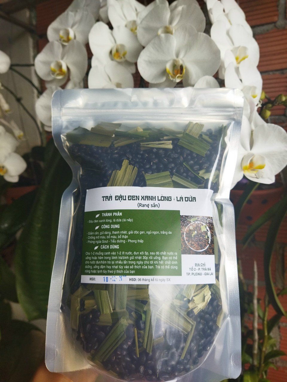 1kg Trà đậu đen xanh lòng + Lá dứa( túi 1kg rang Sẵn)