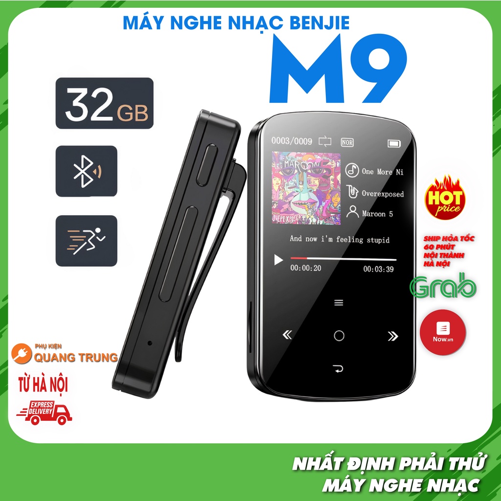 Máy nghe nhạc benjie M9 mới nhất, dung lượng 32GB, bluetooth 4.2