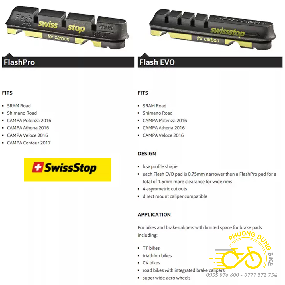 Suspension brake pads for swissstop carbon road bike flashevo-4 Chrome