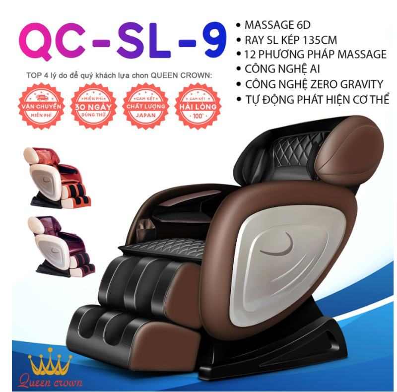 Ghế Massage QUEEN CROWN 6D QC-SL-9 - Món Quà Dành Cho Sức Khoẻ