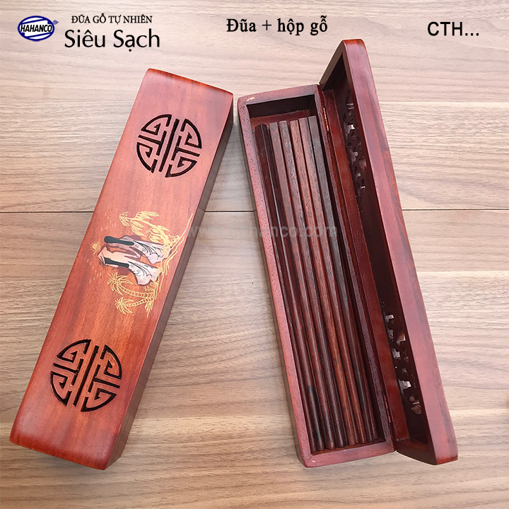 Đũa tròn gỗ Cẩm Lai Siêu sạch (10 đôi) gỗ tự nhiên vân đẹp /Chopstick of HAHANCO (CTH701CT)