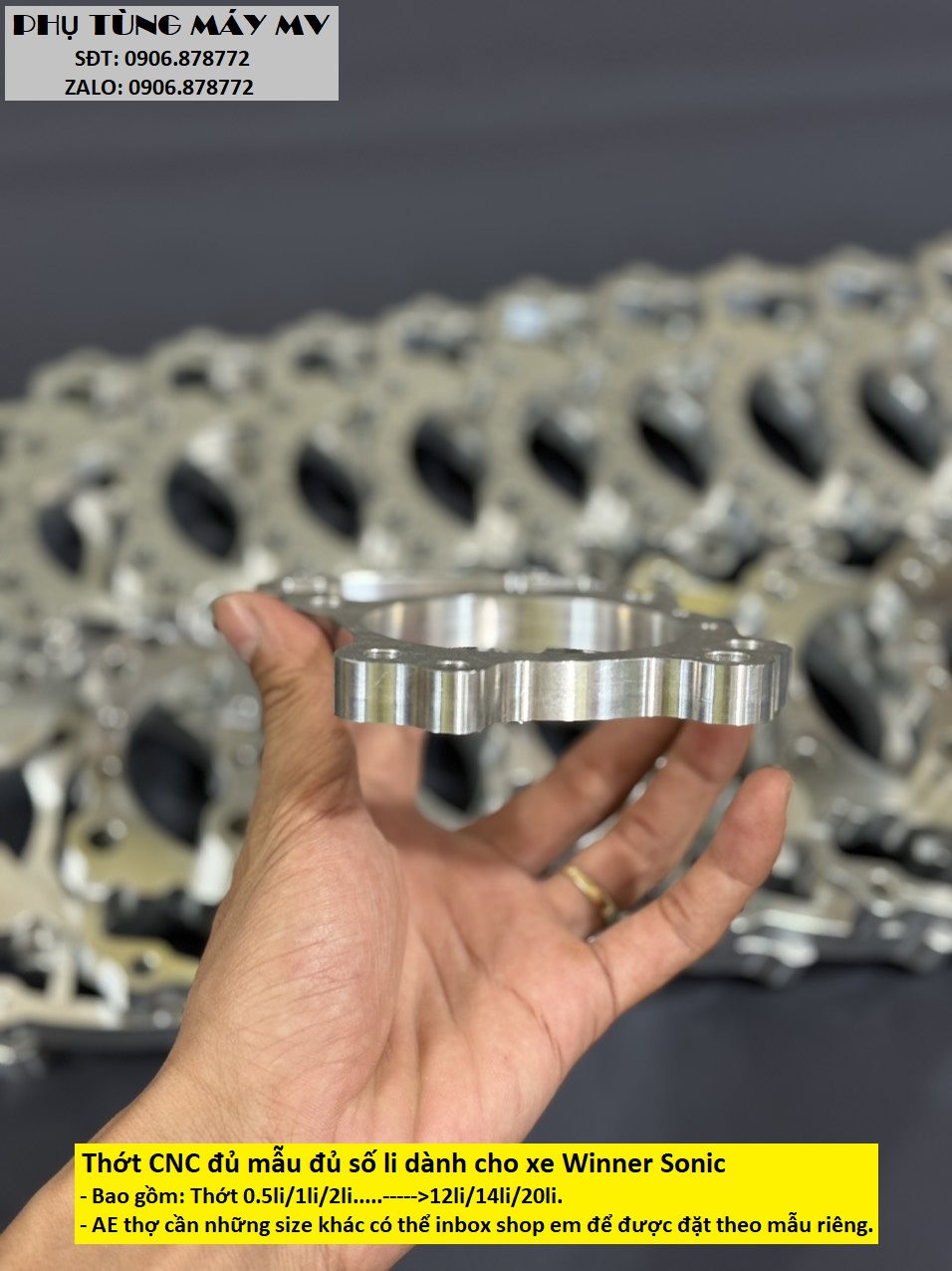 Thớt CNC đủ size dành cho xe Winner Sonic