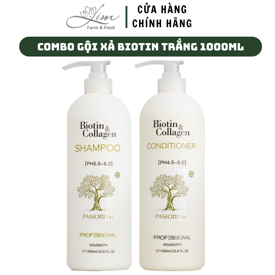 Combo Gội Xả Biotin&Collagen Trắng 1000ml