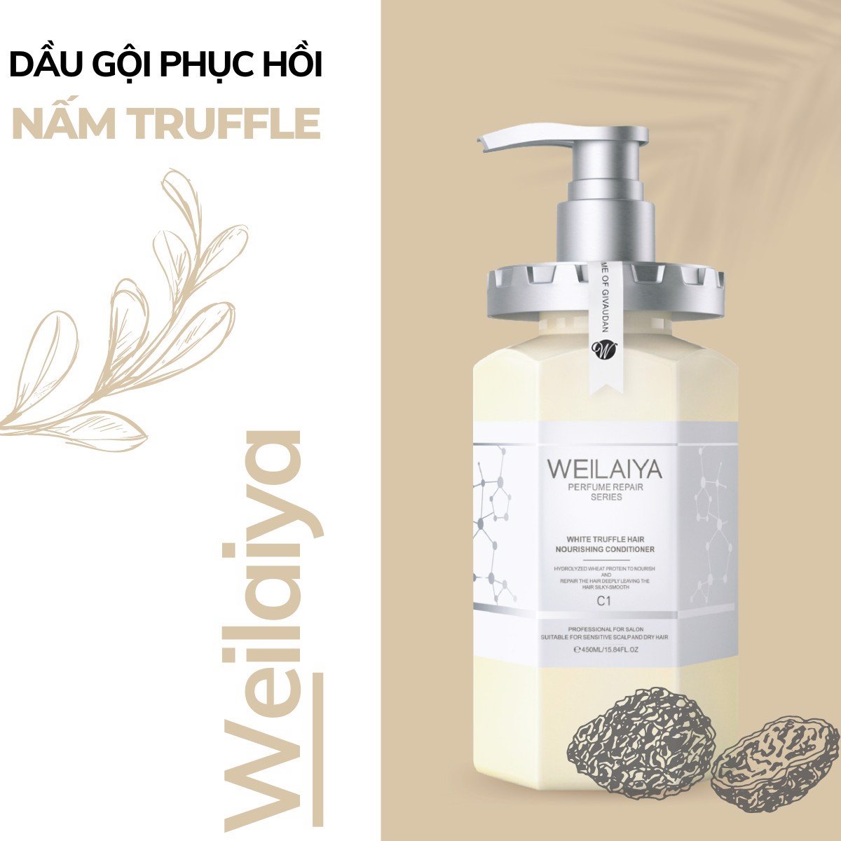 Dầu gội Weilaiya nấm Truffle phục hồi tóc hư tổn sạch gàu giúp da đầu khỏe mạnh tóc mềm mượt bồng bềnh như salon Vala Beauty
