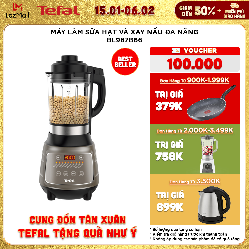 Máy làm sữa hạt, xay sinh tố và nấu đa năng Tefal BL967B66
