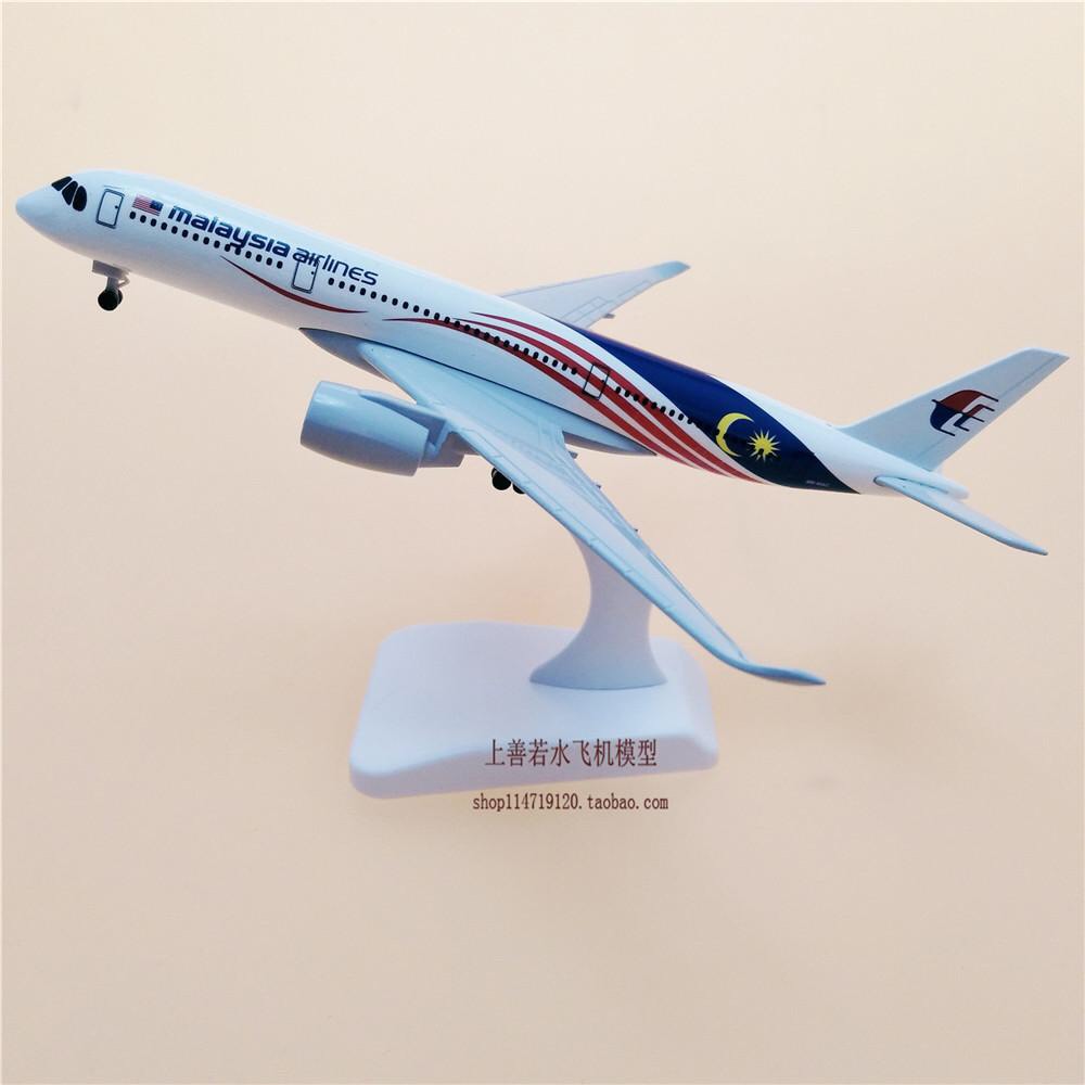 Mô hình máy bay Malaysia a350 18cm có bánh xe + đế trưng bày