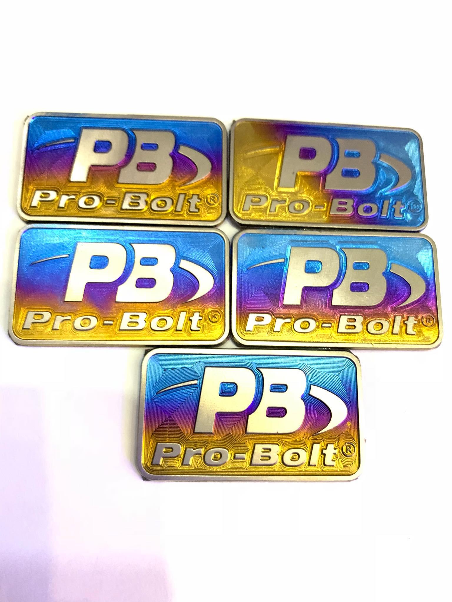 Logo titanium keo 3M mẫu Probolt dán chân phuộc xe tay ga