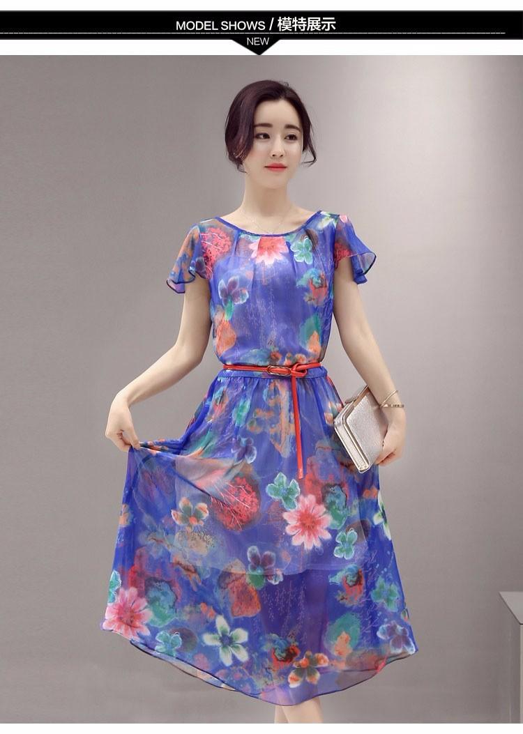 [HCM]Đầm Maxi Kèm Belt Hoa Hàn