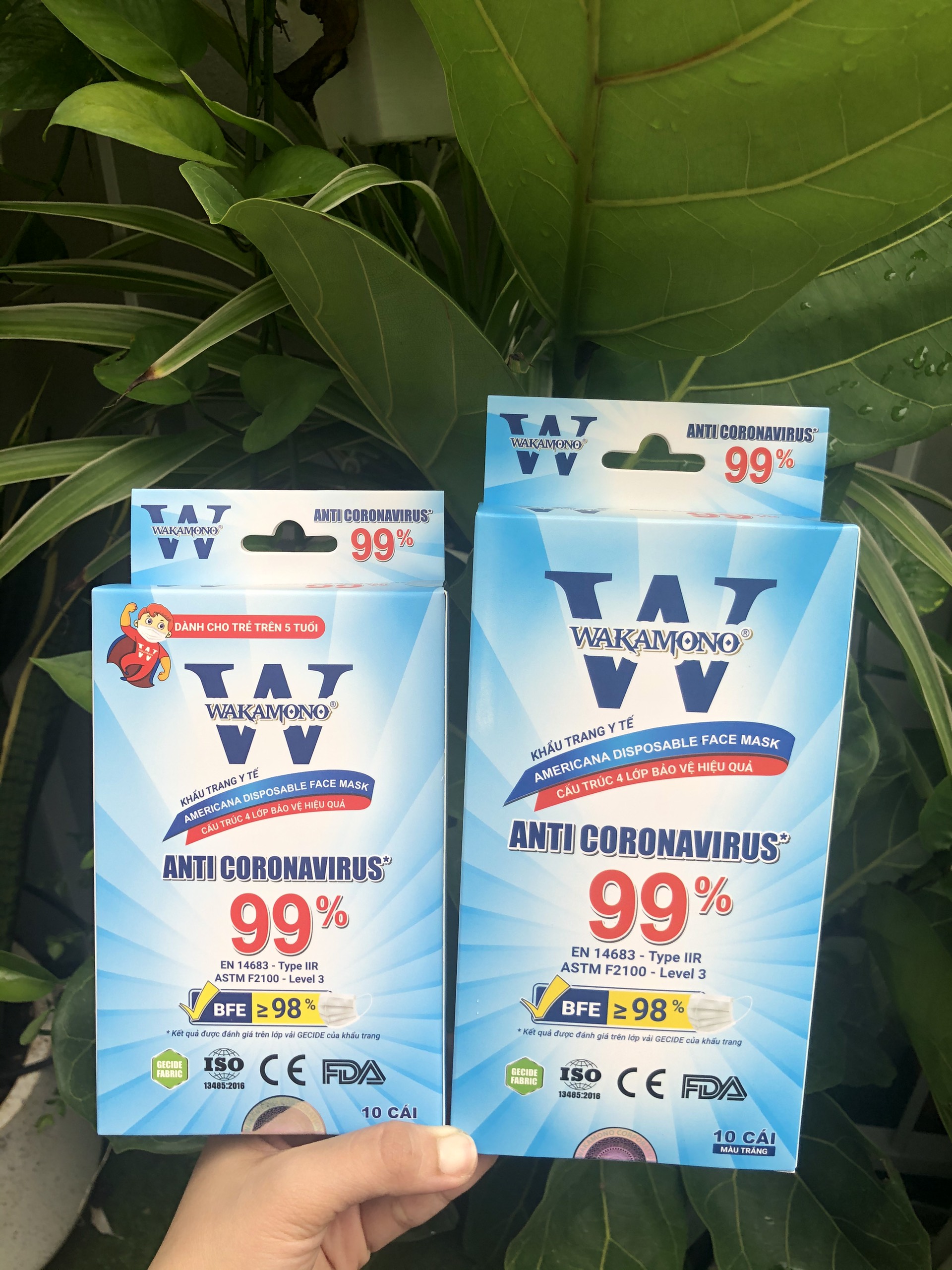 Khẩu trang Wakamono Trẻ em - (4 Lớp Hộp 10 Cái)