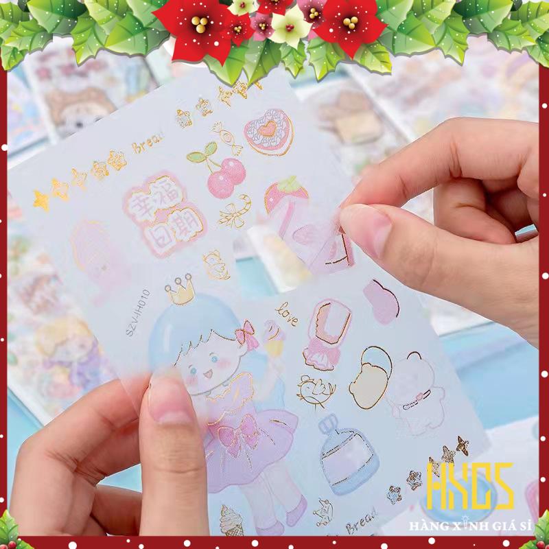 Sticker có quai xách 4 tờ Mẫu 6, hình dán HXGS dễ thương