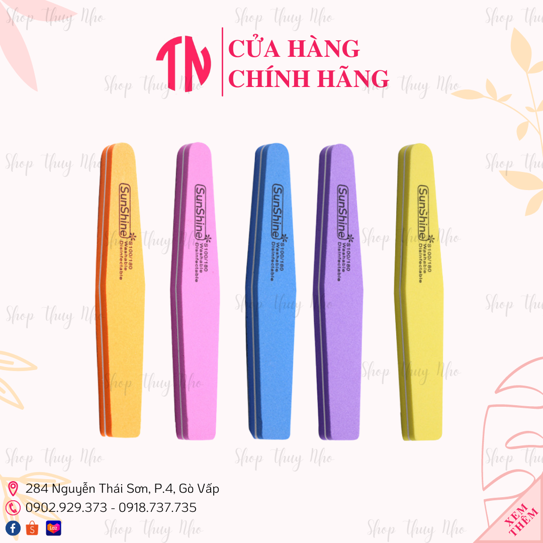 Phao dũa mịn và sần 2 mặt Sunshine, Buffer dài dũa móng tay dụng cụ làm móng tay chuyên nghiệp nghệ thuật nail