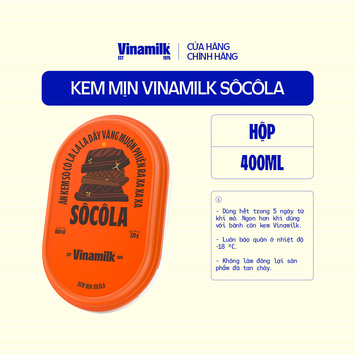 2 Hộp Kem Vinamilk Socola Hộp 400ml