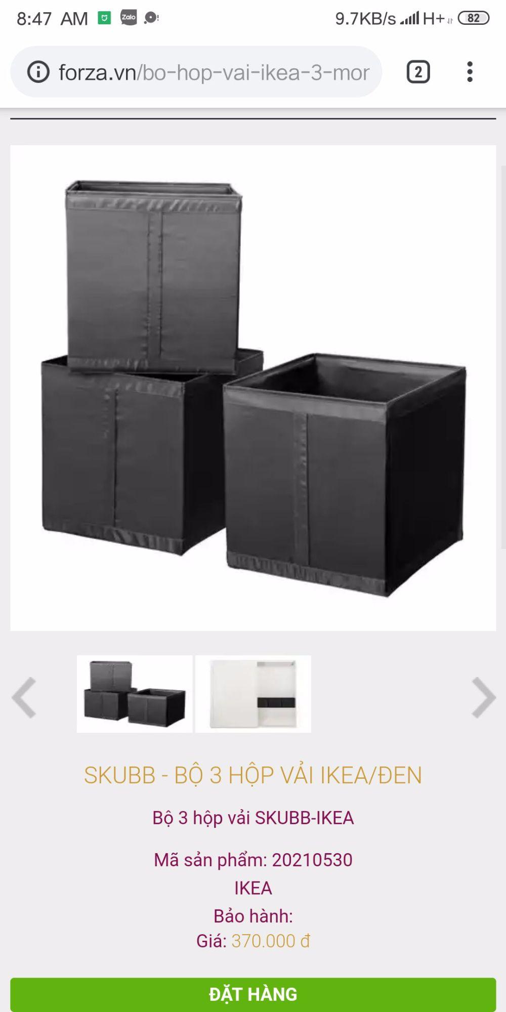 Bộ 3 hộp đựng đồ cao cấp ikea skubb ( trắng )
