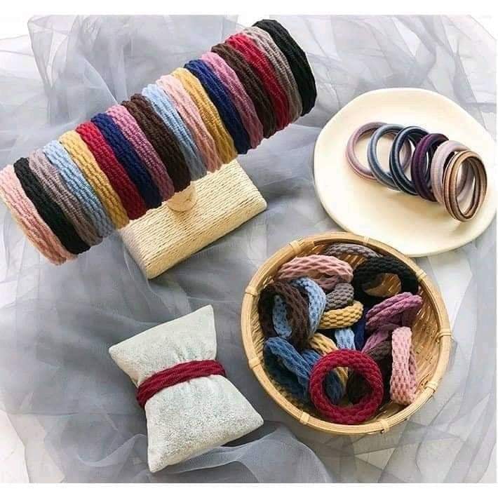 Sét 5 chun tóc mix màu, chun tóc cho bạn gái, chun tóc  vặn thùng, chun tóc 7 màu, combo 5 chun tóc, chun tóc cho bé, chun buộc tóc