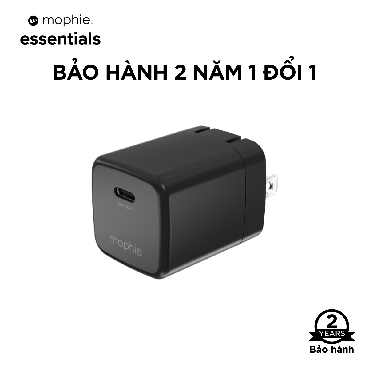 Combo sạc nhanh Mophie PD 30W cho iPhone/iPad (Sạc Mophie Essentials PD 30W USB-C và Cáp Mophie Essentials USB-C to USB-C 1m)