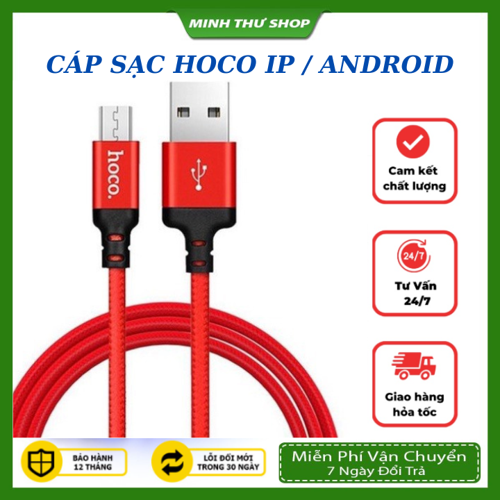 Cáp sạc Lightning Hoco X14 sạc nhanh 2.0A cho iPhone , ANDROI