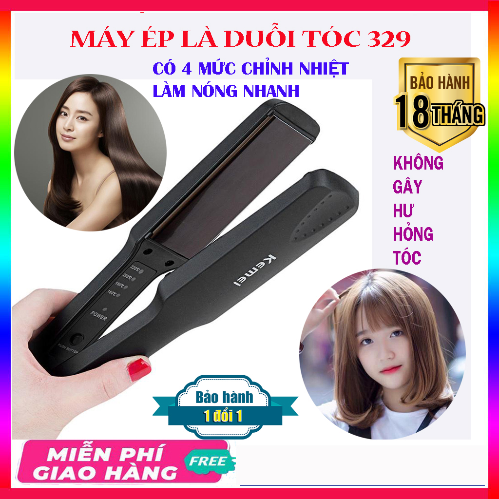 Máy ép tóc - Máy là tóc cao cấp 4 mức điều chỉnh nhiệt - Máy ép tóc, Máy làm tóc, Máy ép tóc Kemei 329 Cao Cấp bán kèm là tóc mini siêu đáng yêu
