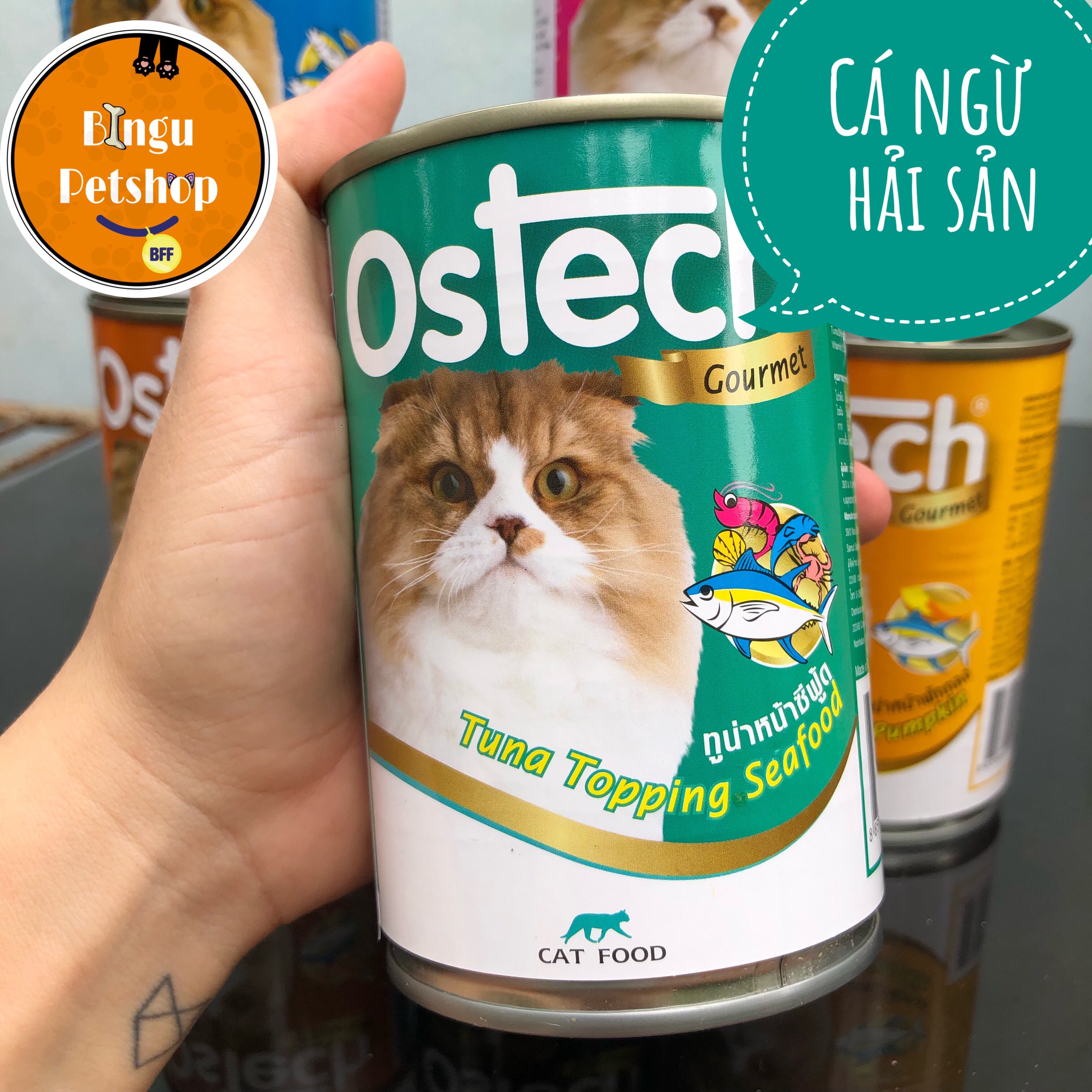 Pate cao cấp cho mèo Ostech Gourmet 8 vị hấp dẫn - lon 400gr