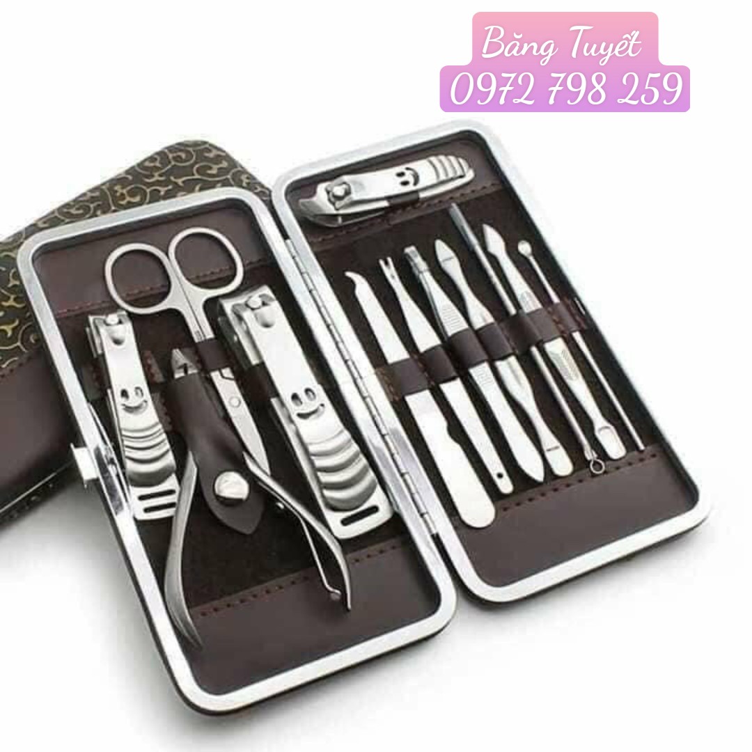Bộ kìm kéo bấm móng cắt móng dụng cụ chăm sóc móng tay 12 món