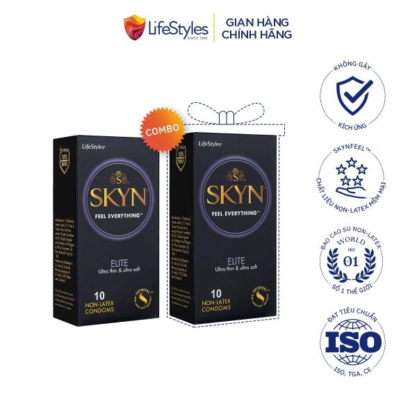 Bộ 2 hộp bao cao su LifeStyles SKYN Elite Non-Latex siêu mỏng siêu mềm cao cấp 10 bao, biện pháp phòng tránh thai và các bệnh đường tình dục tiện lợi nhập khẩu