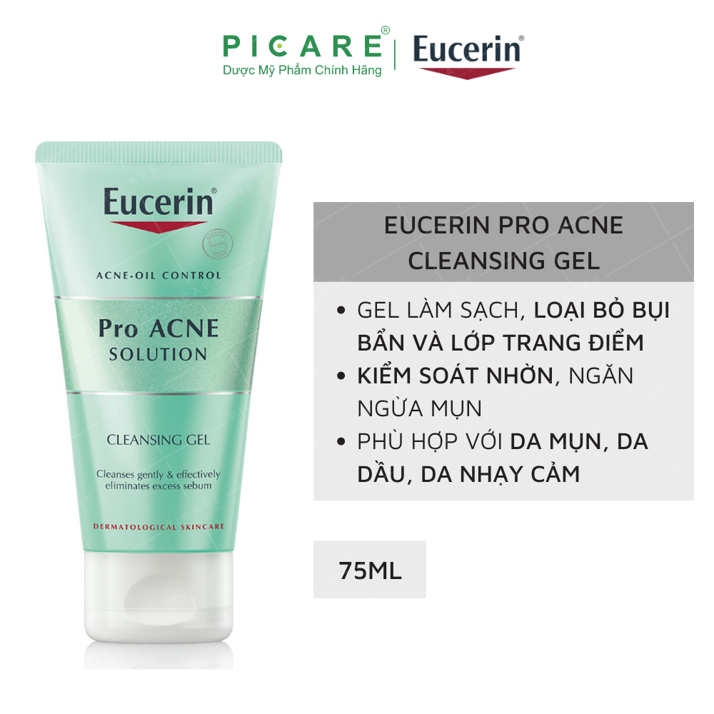 Sữa Rửa Mặt Dạng Gel Dành Cho Da Nhờn Mụn Eucerin Pro Acne Solution Cleasing Gel 75ml