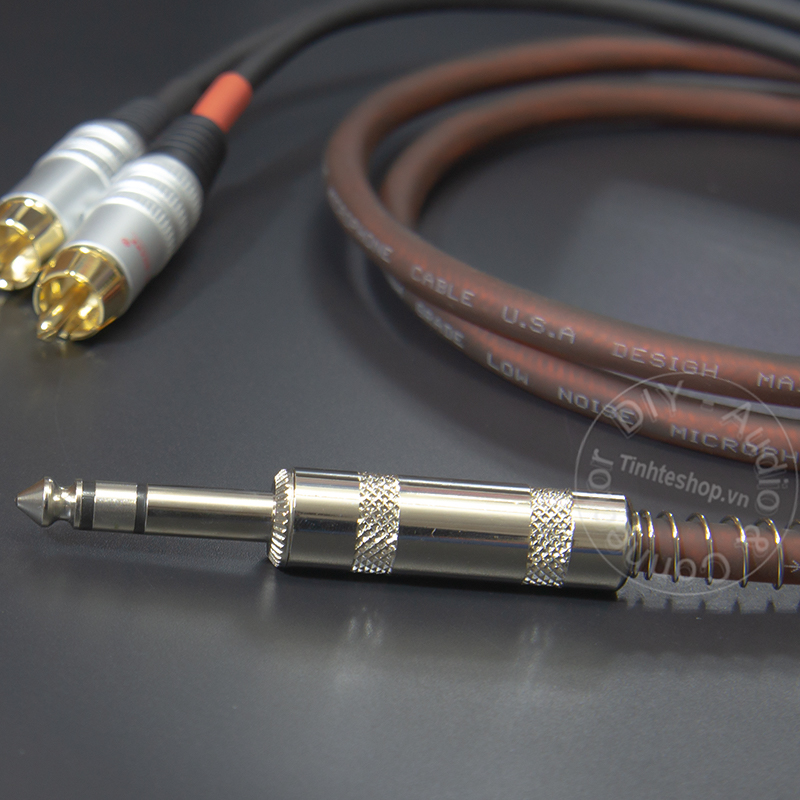 Dây 6 ly stereo ra 2 đầu AV hoa sen DIY 0.5M đến 10M - 6.5mm ra 2 RCA