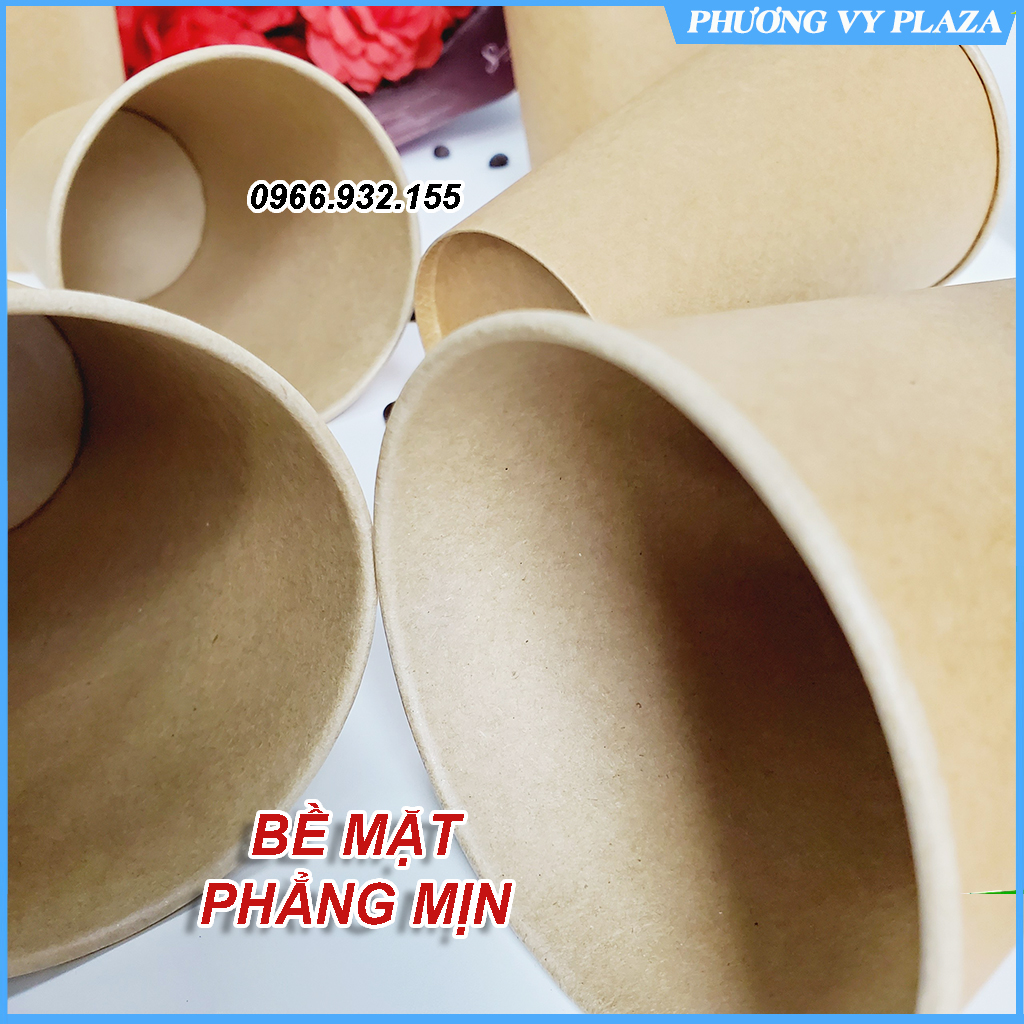Set 50 chiếc cốc giấy nâu trơn 480ml - 16oz