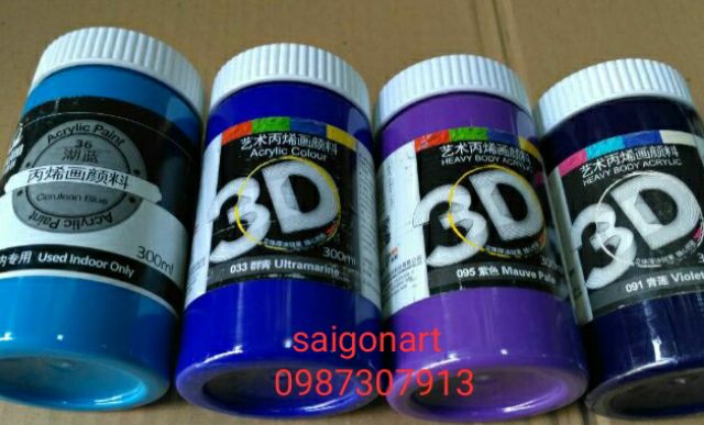 [HCM]Màu Acrylic 3D vẽ mọi chất liệu 300ml ( bản màu 2)