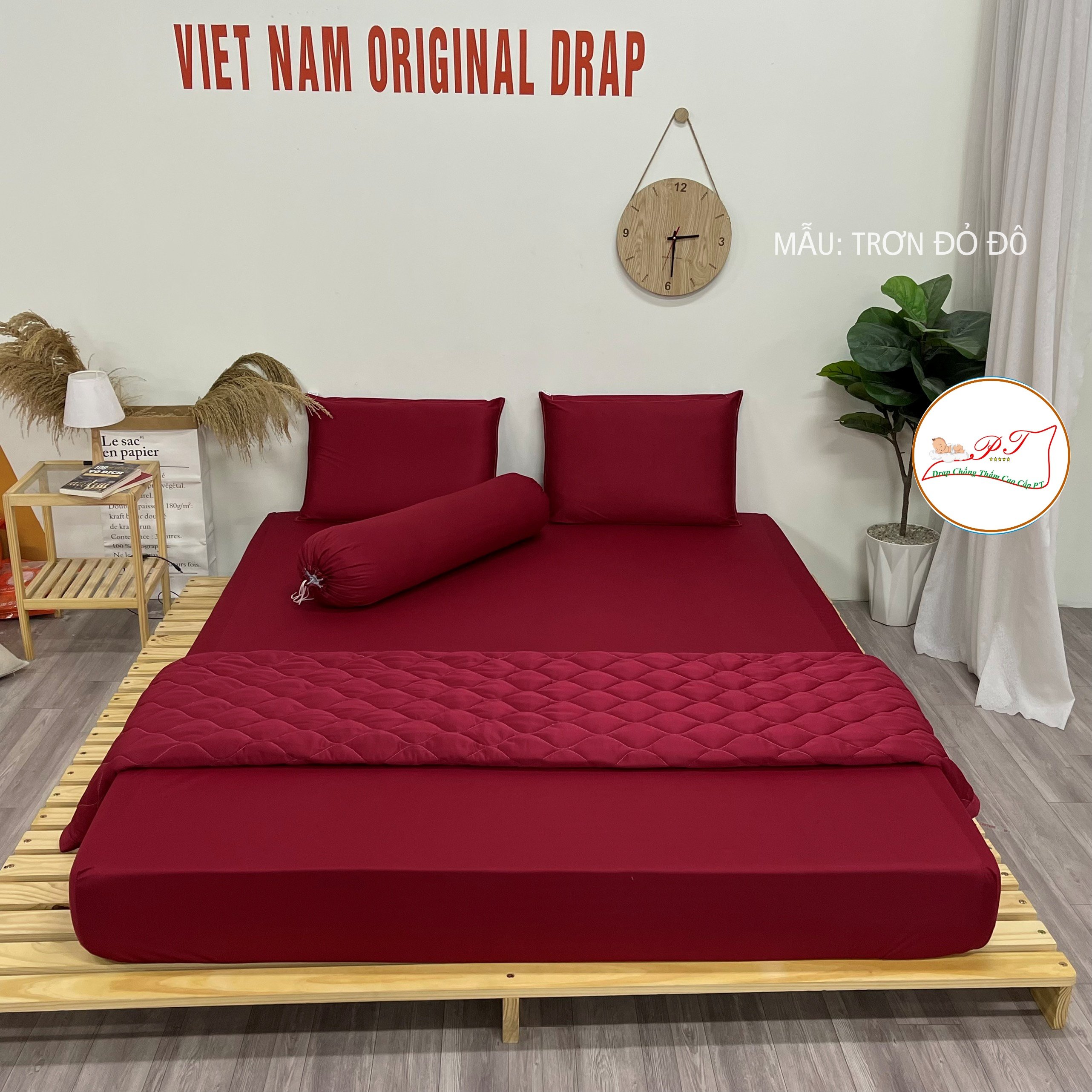 Ga Chống Thấm Cao Cấp PT Mẫu Họa Tiết Đỏ Đô