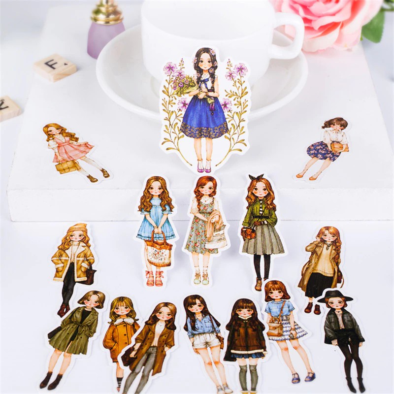 [HCM]Set 15 sticker cô gái thời trang xinh xắn (Hàng có sẵn - Mẫu ngẫu nhiên)