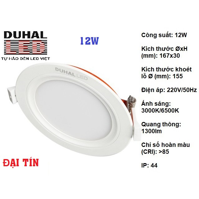 ĐÈN LED ÂM TRẦN PANEL DUHAL 12W (KDPT212)