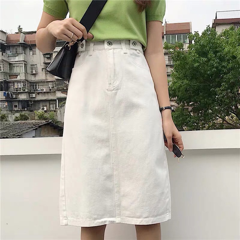 Váy cạp cao dài qua gối