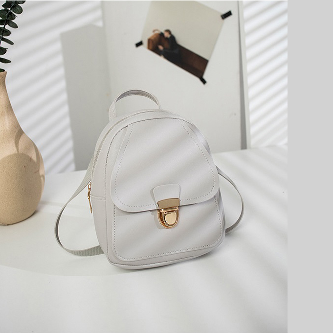 Balo Giả Da Mini Khóa Gài BL30 Xám Nhạt