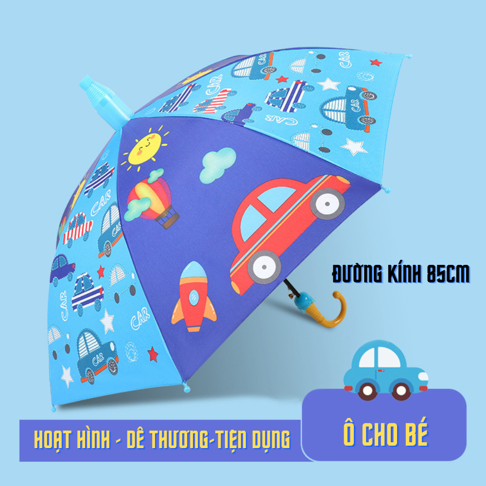 Ô trẻ em hoạt hình ngộ nghĩnh dễ thương.Ô cho bé trai và bé gái khung thép chắc chắn, vải dù 2 lớp, chống nước tốt