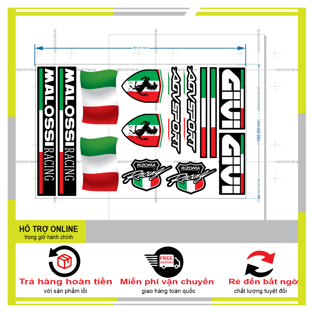 14 LOGO STICKER CỜ ITALI