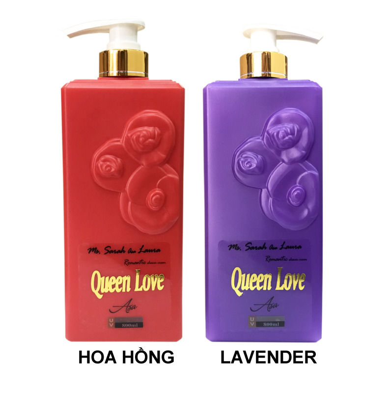 [ Siêu thơm và mềm mịn ] Sữa tắm Queen Love chống nắng dưỡng da tinh chất hoa hồng và Lavender 800ml