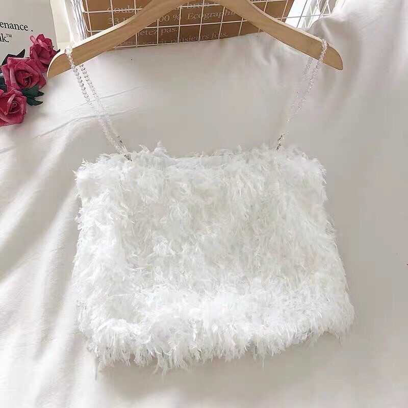 -Áo 2 dây lông quai hạt cực xinh