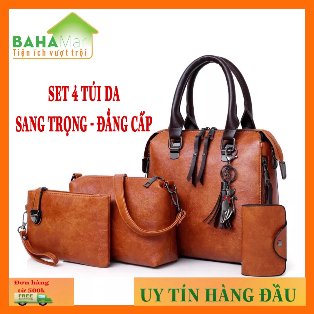 BỘ 4 TÚI DA THỜI TRANG "BAHAMAR" Túi xách nữ công sở đẹp cao cấp set 4 món da sang trọng, thời trang