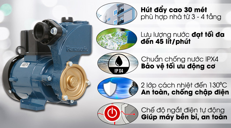 Máy bơm nước đẩy cao Panasonic GP-200JXK-SV5 200W