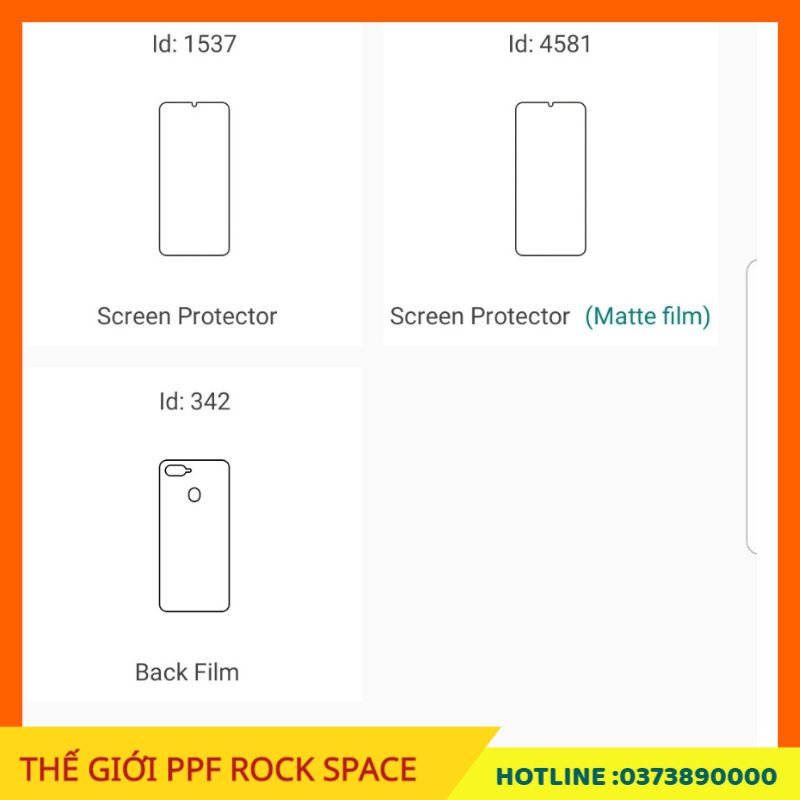 Dán màn hình PPF Oppo F9 Pro ( Có Mặt trước, Mặt Sau, Full bộ theo lựa chọn) Rock Space