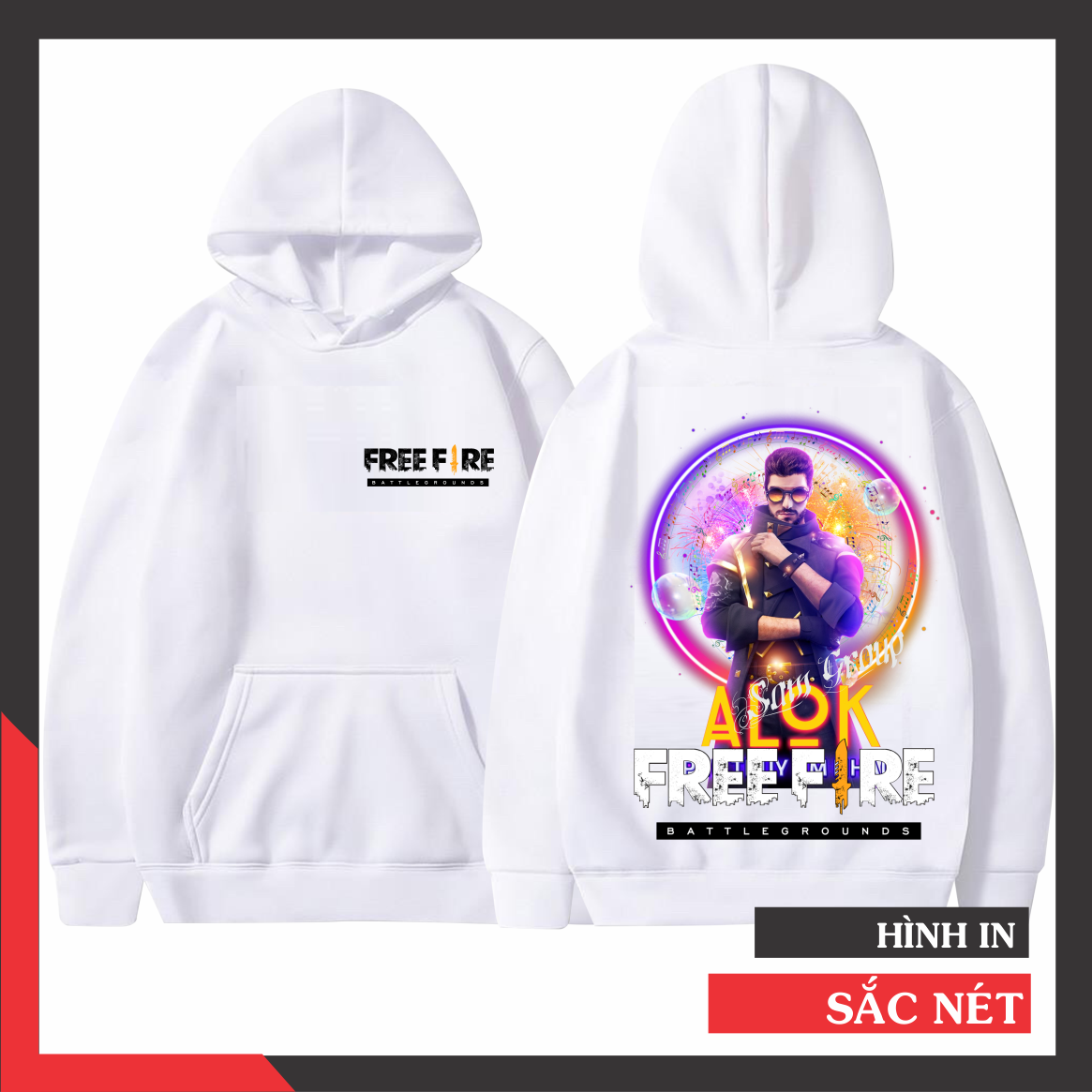 Áo Hoodie Nỉ Free Fire Màu Trắng  In Hình Alok Cực Chất