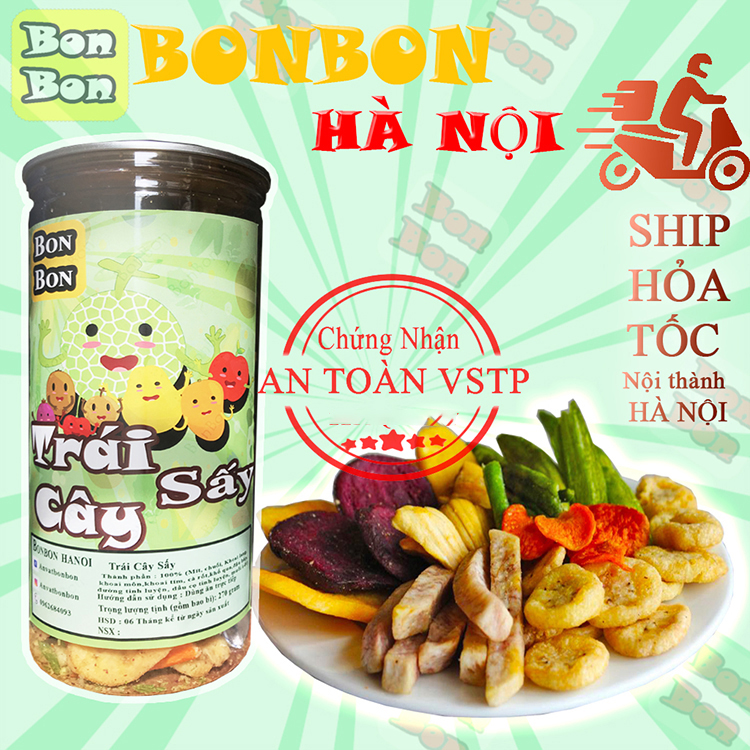 Trái cây thập cẩm sấy 270g BonBon đồ ăn vặt Hà Nội vừa ngon vừa rẻ  chứng