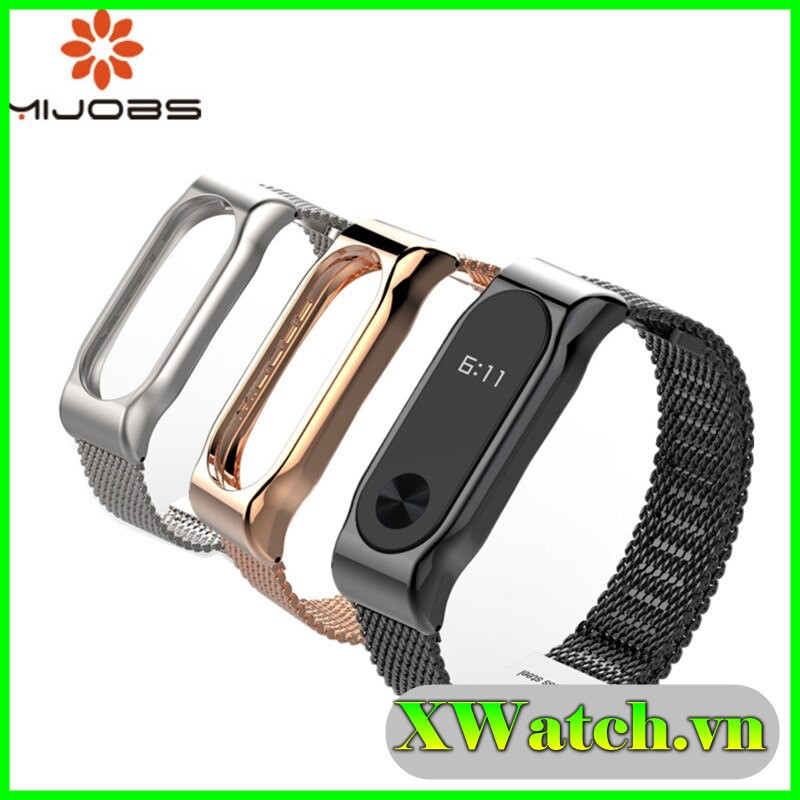 Dây đeo Kim loại Mijobs thay thế cho Xiaomi Miband 2 kim loại thép không gỉ