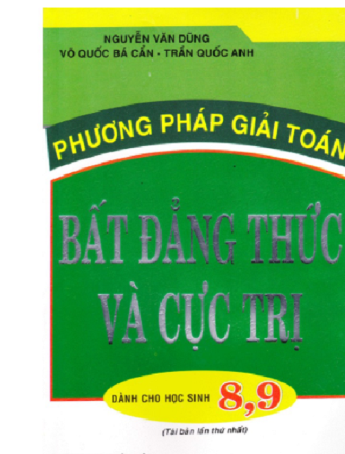 Sách - Phương pháp giải toán Bất đẳng thức và Cực trị dành cho HS 8, 9