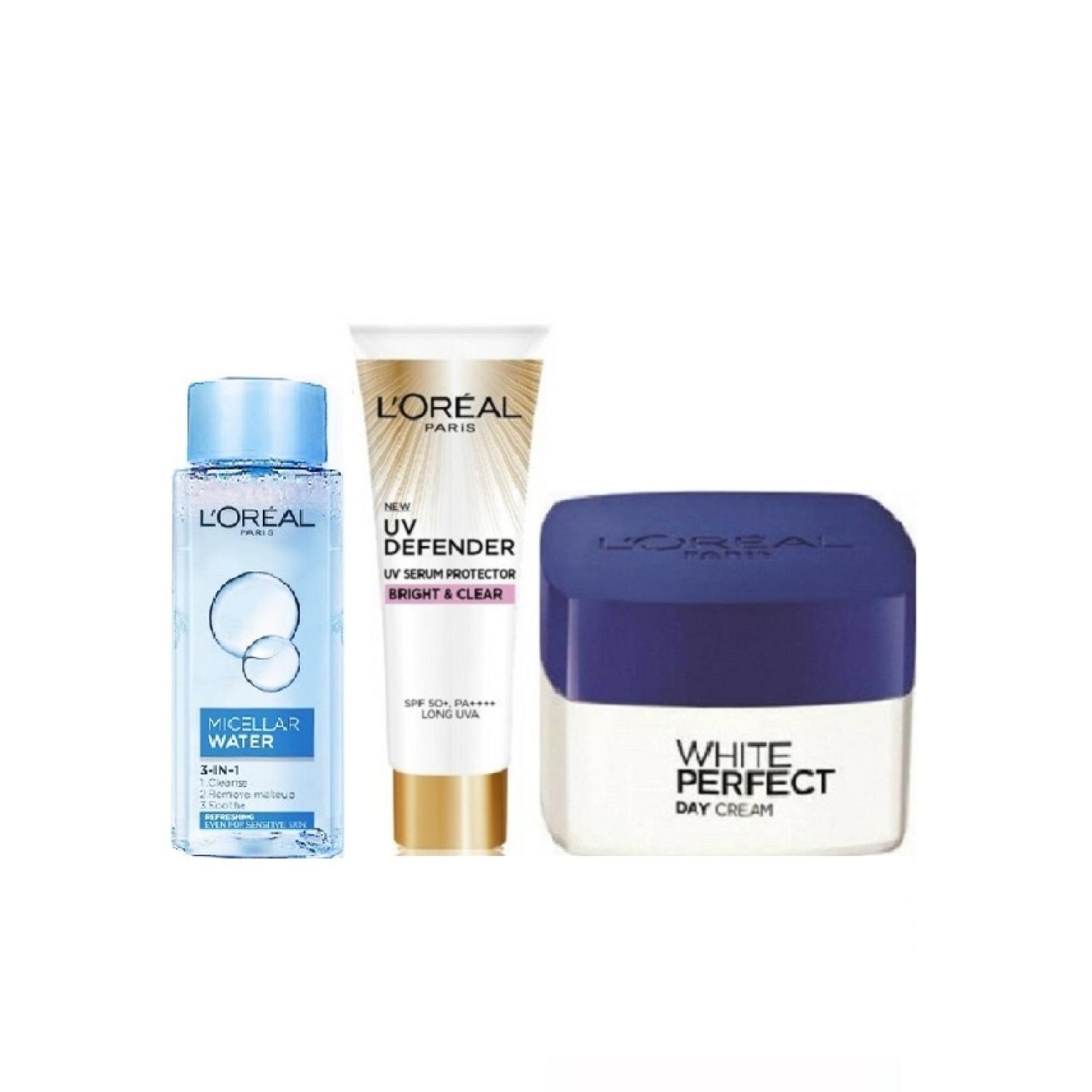 [HCM]Bộ 3 món kem dưỡng sáng da & kem chống nắng & Nước tẩy trang LOreal Paris