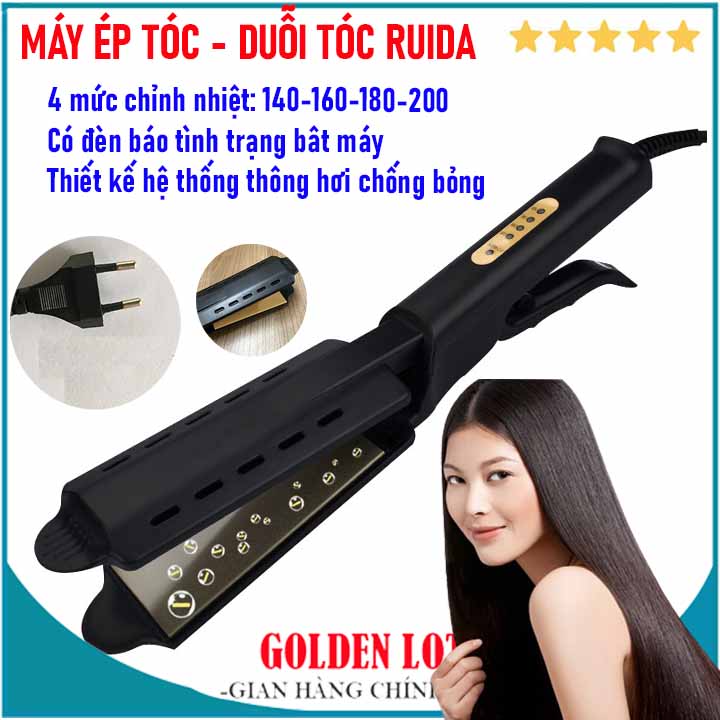 Máy Kẹp Tóc, Ép Tóc RUIDA, Máy Duỗi Tóc, Máy Là Tóc, Máy Uốn Tóc, Máy Làm Tóc Đa Năng , Tạo Kiểu Tóc 4 Mức Chỉnh Nhiệt, Máy Là Tóc Thẳng - Máy Duỗi Tóc Thẳng Chính Hãng  RUIDA