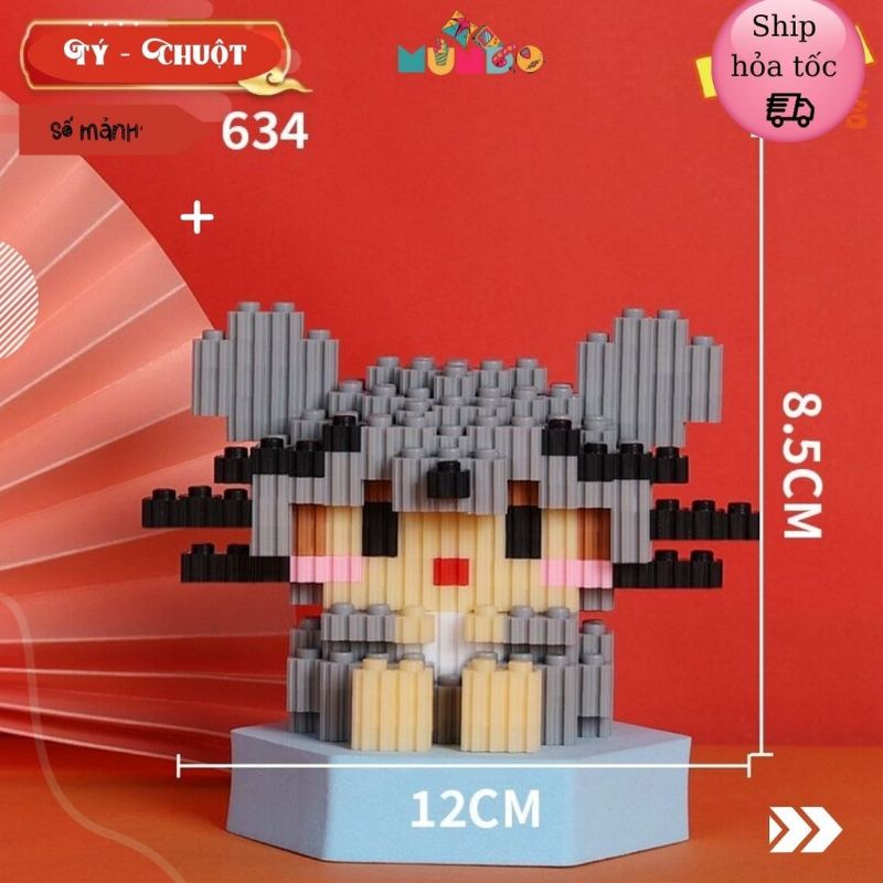Lego mô hình lắp ráp 3d mini 12 con giáp_butmaydep